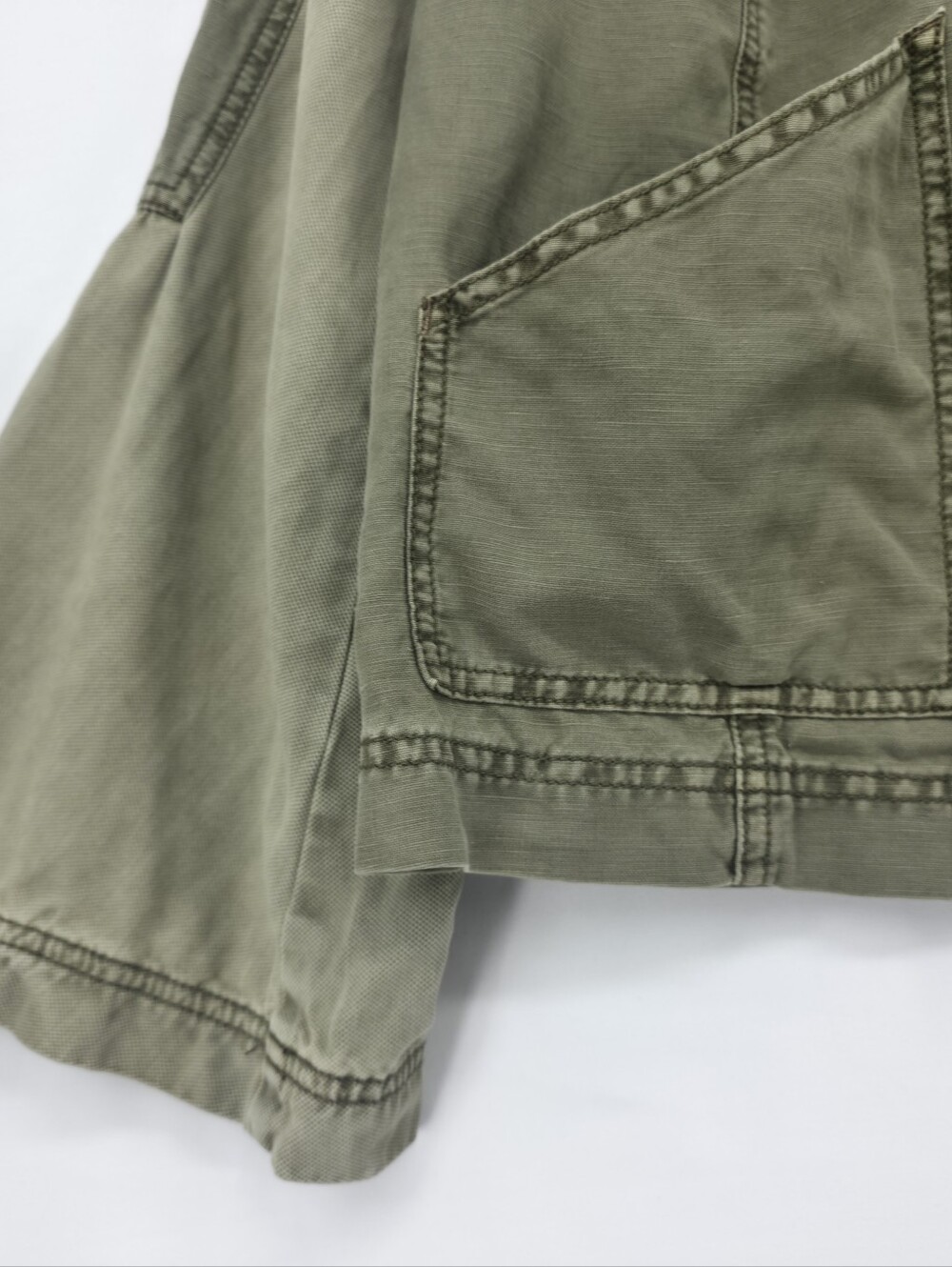 Anthropologie Olive Linen Blend Funnel Neck Utility Jacket Bell Sleeve Medium - Picture 5 of 15